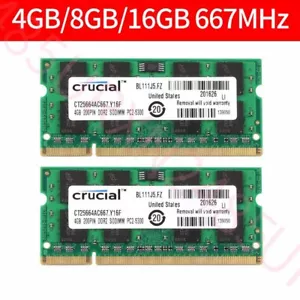 8GB 2x 4GB 2GB PC2-5300S DDR2 667MHz 200Pin SODIMM Laptop RAM For Crucial Lot UK - Picture 1 of 10