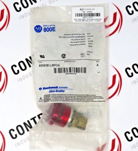 Allen-Bradley 800EM-LMP24 Mushroom Push Button Red ILLUM. 40MM Plastic Cap - Picture 1 of 8