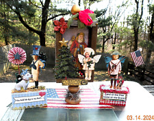Set of Three One of a Kind Artist Pieces Christmas July 4th Dogs Flags Kids