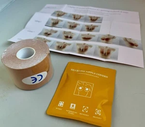 NEW Invisible Breast/Boob Lift Tape Adhesive Bra & Silicone Nipple Covers - Picture 1 of 16