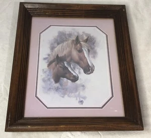Vintage Doris Scott Nelson Horse & Colt Foal Litho Print Framed Matted Homco - Picture 1 of 7