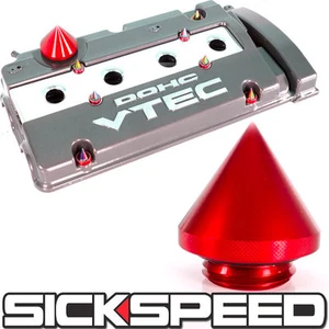 RED SPIKED BILLET ALUMINUM TURBO ENGINE VALVE COVER OIL LID FILLER CAP - Bild 1 von 1