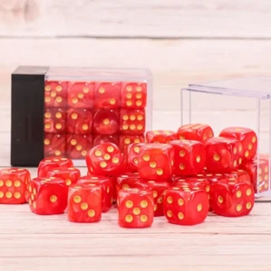NEW Dice Cube Set of 36 D6 (12mm) - Pearl Red w/yellow pips - Picture 1 of 2