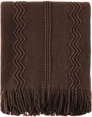 Manta Marrón para Sofá, Tejido Chocolate Decorativo Boho Throw para Hogar, Be Foto 1 de 4