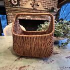 Vintage~Wicker Rattan Standing Basket~Wall Pocket~BOHO