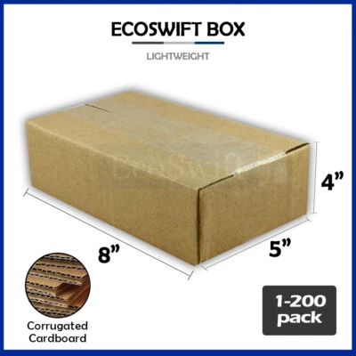 1-200 8x5x4 "EcoSwift" Cardboard Packing Mailing Shipping Corrugated Box Cartons - Image 1 of 4