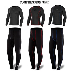 Couches de base de compression haut/bas pour hommes armure corporelle coupe peau sous chemise legging - Photo 1/3