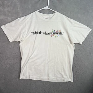 Vintage 90s Disney Whistle While You Work T Shirt Adult XL White USA Made Mens - Picture 1 of 9