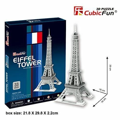 3D Eiffel Tower Puzzle Paris France appx 6x6x15 in 33 pc NEW SEALED - Image 1 of 1