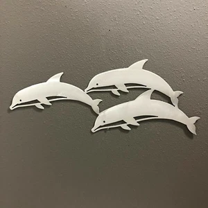 Dolphins Metal Wall Art Skilwerx Colors 13 x 6 Ocean Nautical Marine Beach House - Picture 1 of 20