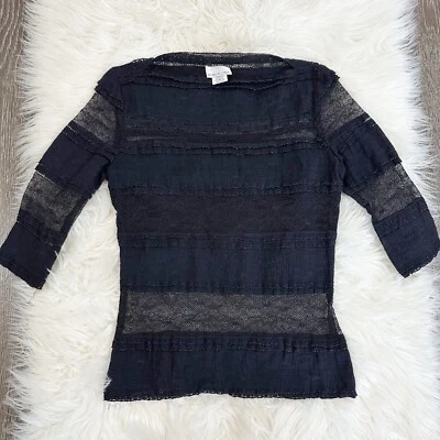 Miguelina Womens Lace Top Black Size XS Stretch Cotton Nylon USA Whimsygoth - Image 1 of 4