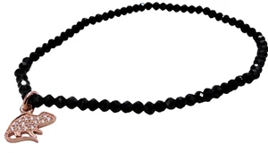 Johnny Was Crystal cut Black Beaded Stretch Bracelet with Gold Crystal Charm - Bild 1 von 9