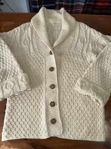 Vintage Chunky Knit Women’s Cardigan Sweater 2X Coastal Granny Handmade - Picture 1 of 9