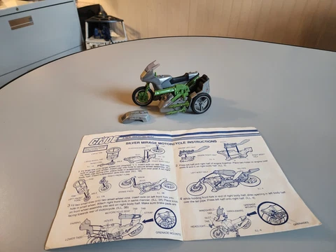 Vintage GI Joe Silver Mirage Motorcycle Not Complete 1985 HAsbro ARAH Cover