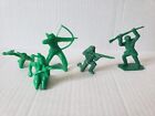 Lot de 5 figurines jouets pionniers en plastique vert Tim Mee 1950/60s Cowboys Indiens !