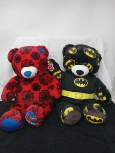 Lot Of Two BAB Plush Batman And Spiderman Stuffed Bears - Picture 1 of 10