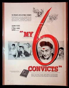 1952 "My 6 Convicts" Movie Release Millard Mitchell Art Vintage Print Ad - Picture 1 of 1