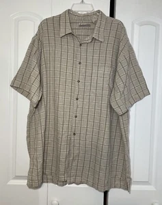 Fieldmaster Hawaiian Button Up Shirt Mens Sz 2XLT Blue Short Sleeve Linen Cotton - Picture 1 of 11