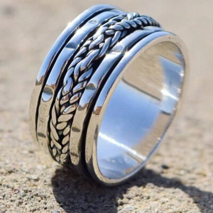 Solid 925 Sterling Silver Spinner Gift for Her Ring Jewelry All Size AM-97 - Picture 1 of 6