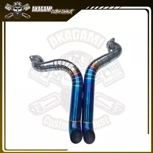 Full Custom Exhaust Fit For Harley Davidson Sportster 883 2 into 2 Blue-Chrome - Foto 1 di 3