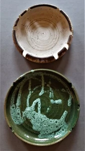 Tedd Pottery Ash Trays LOT of TWO (2) Vintage 7" & 8" Round Signed & Numbered - Picture 1 of 3