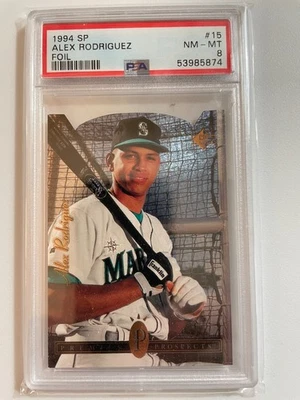 1994 Upper Deck SP Foil Die Cut #15 Alex Rodriguez Rookie RC, PSA 8 NM-MINT - Image 1 of 2
