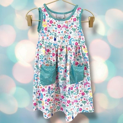 Vestido Sirena Flap Happy Baby Girl’s UPF 50+ Sin Mangas Brillo Talla 12 Meses Foto 1 de 4