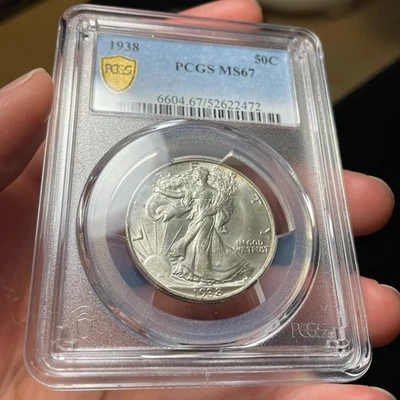 Medio dólar de plata Walking Liberty 1938 graduación profesional MS67 - excelente gema grado de registro BU Foto 1 de 4