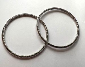 Set of 2David Yurman Sterling Silver Cable Inside Out Bangle Bracelets 7 3/4" - Picture 1 of 6