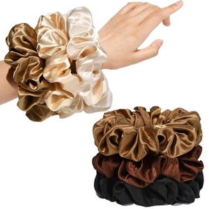Large Silk Satin Scrunchies for Women Big Scrunchies Jumbo Satin Hair Ties Ov... - Picture 1 of 8