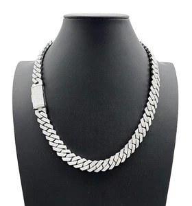 Duhaas 30CT Moissanite Cuban Link Chain 14mm 22" 235g 925 Silver Rhodium VVS - Picture 1 of 3