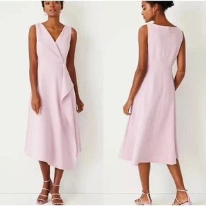 EUC ANN TAYLOR Bridesmaid Cocktail Wedding Cascade Midi Dress Precious Lilac 4 - Picture 1 of 12