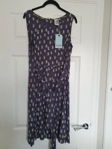 Weirdfish Navy Pineapple Dress - Size 14 - Picture 1 of 6