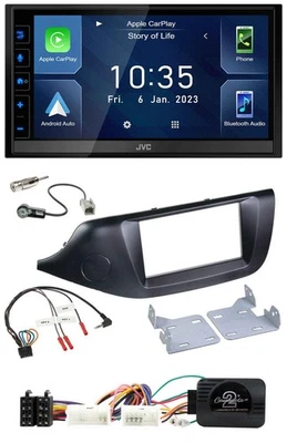 JVC DAB Bluetooth Lenkrad USB 2DIN Autoradio für Kia Ceed ab 2012 schwarz ohne S - Bild 1 von 4