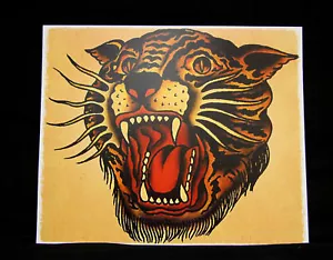 Vintage Seemann Jerry traditionelles Tattoo Blitz Bengalischer TIGER Posterdruck Ed Hardy - Bild 1 von 1