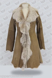 Beaver Suede 3/4 Toscana Ladies Shearling Sheepskin Leather Trench Coat - Picture 1 of 8