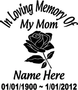 In Loving Memory Of FLOWER ROSA 12" Calcomanía Ventana Pegatina Coche Memorial Personalizado - Imagen 1 de 1