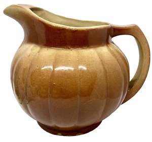 JARRA DE CALABAZA acanalada naranja/marrón vintage con mango, sin marca - Imagen 1 de 17