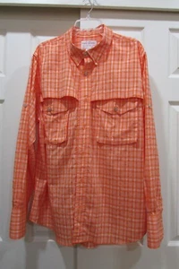 Camisa a Cuadros Ventilada Naranja/Blanco Filson Pesca, Caza, Senderismo Talla L NUEVA - Imagen 1 de 7