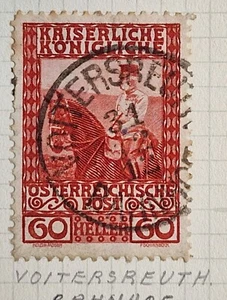 1912 Austria 60H Franz Josef I Commemoration Stamp cd Voitersreuth - Picture 1 of 2