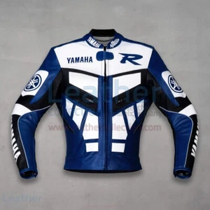 Yamaha Motorbike Racing Jacket - Cowhide Leather Biker Jacket for Men - Picture 1 of 5