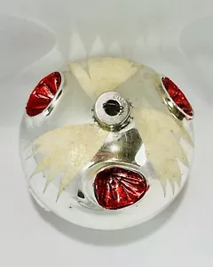 Vintage Shiny Brite Atomic 6 Indents Alien Eyes Mouths Glass Christmas Ornament - Picture 1 of 7