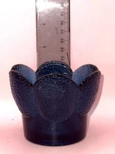 Vintage MCM-Mid Century Viking Cobalt Glass Tulip Pebble Texture Candle Holder - Picture 1 of 2