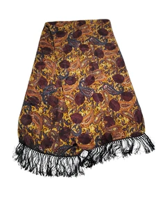 Bufanda envolvente de cachemira multicolor oscura con borlas poliéster satinado 63"x15" - Imagen 1 de 10