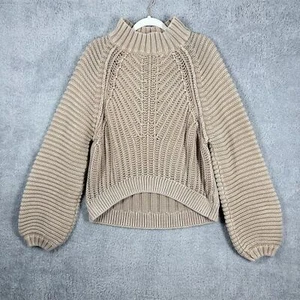 Free People Sweetheart maglione oversize maglia grossa finto collo marrone taglia L accogliente - Foto 1 di 9