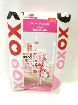 Way to Celebrate! Valentine's Day XOXO Love PEVA Vinyl Tablecloth 60"x84" Rect - Image 1 of 3