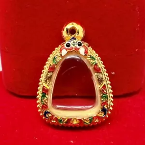 Empty Case Frame Phra Pid Ta Gold Micron Thai Budha Amulet Pendant 2*2.5 cm - Picture 1 of 6