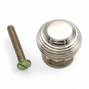 30mm Small Polished Nickel Beehive Cupboard Door Knobs Pull Solid Brass - Picture 1 of 12