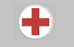 Red cross embroidered patch Sew On 4" ROUND - Bild 1 von 1