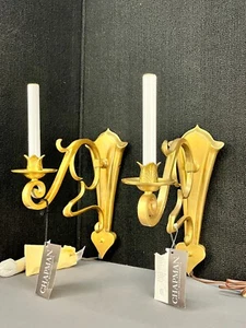 2 NOS/New CHAPMAN Antiqued Brass Traditional 16 1/2" Wall Sconces c. 1995 - Picture 1 of 24